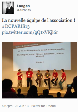 Tweet de Laogan : l'équipe de l'association Drupal France et francophonie